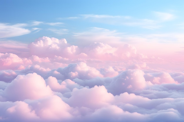Różowe Chmury na Błękitnym Niebie Odcienie Świtu Dziecko Różowe Miękkie Światło Tapeta Tło