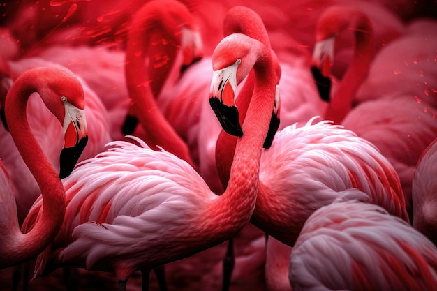 Różowe flamingi zbliżenie portret zwierzęcia