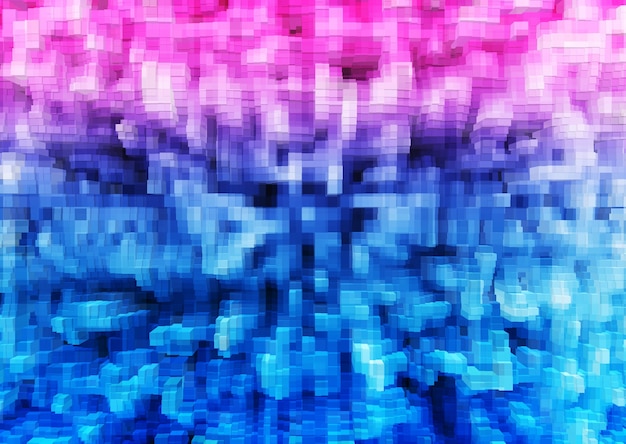 Zdjęcie różowe i niebieskie 8-bitowe wytłaczane tło 3d bloki ilustracji