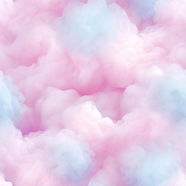 Różowe i niebieskie tło z chmurami i słowem „e”.