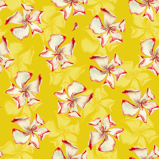Różowe kwiaty na żółtym tle akwarela bezszwowe wzór