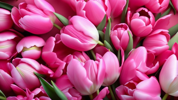Zdjęcie różowe kwiaty tulipanów na blado różowym tle wiosenny kwiat romantyczne tło