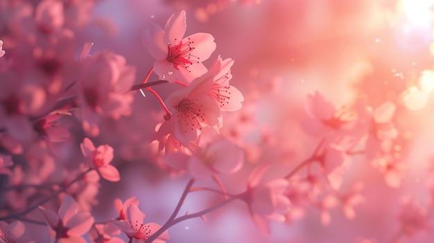 Różowe kwiaty wiśni w pełnym rozkwicie Drzewo wiosenne z bliska