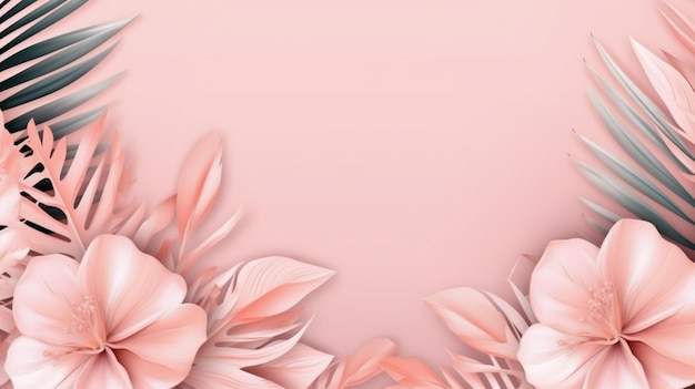 Różowe papierowe kwiaty z różowym tłem wektora