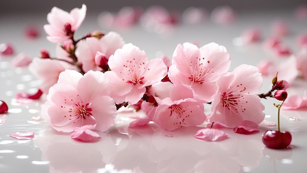 Różowe płatki kwiatów i Sakura Serenity
