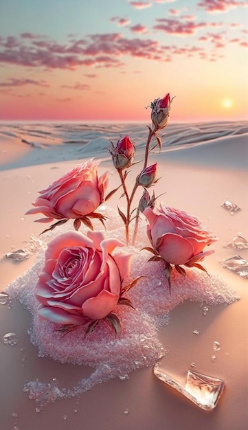 Różowe róże na pustyni