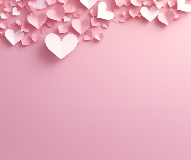 Różowe serce na różowym tle, styl wycięcia papieru, urocza tapeta, GenerativeAI serce i przestrzeń