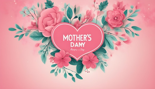 różowe serce z napisem "Dzień Matki"