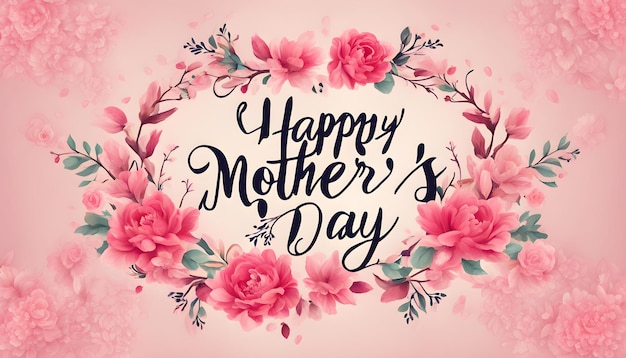 różowe tło z ramką z napisem " Szczęśliwy Dzień Matki "