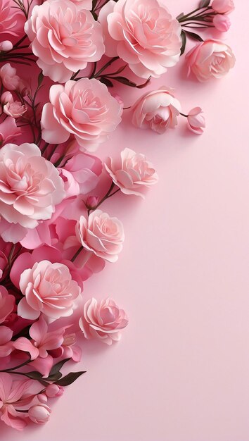 Zdjęcie różowe tło z różowymi kwiatami tapeta ilustracja szablon prezentacji