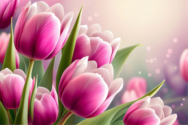 Różowe tulipany kwiat tła 8 marca Światowy Dzień Kobiet Wiosna Dzień Matki Kartkę z życzeniami Bukiet różowych tulipanów