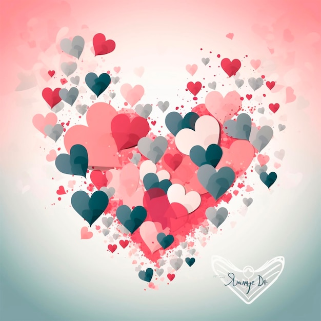Różowo-białe tło z wzorem w kształcie serca i napisem „love”.