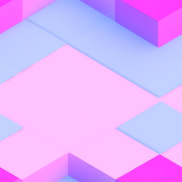 Różowo-niebieski wzór geometryczny z kwadratem kostek.
