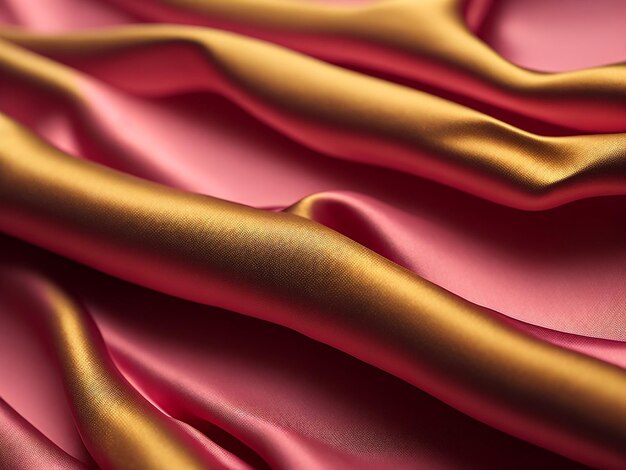 Zdjęcie różowo-złota tkanina ze złotą wstążką.