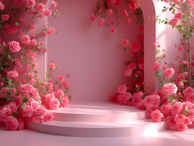 Zdjęcie różowy 3d różowy geometryczny kobiecy tło tło kwiatowe