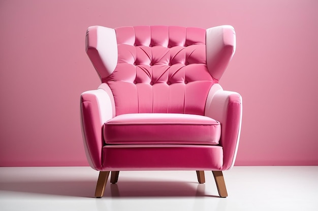 Zdjęcie różowy aksamitny fotel wyizolowany na białym tle