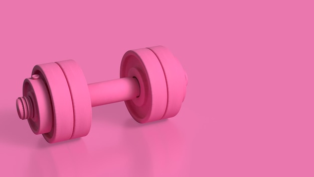 Różowy dumbbell dla zdrowego lub fitness koncepcji renderingu 3D