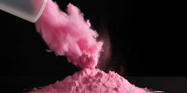 Różowy dym wydobywający się ze stosu różowego proszku