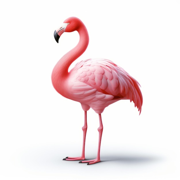 Zdjęcie różowy flamingo na białym tle