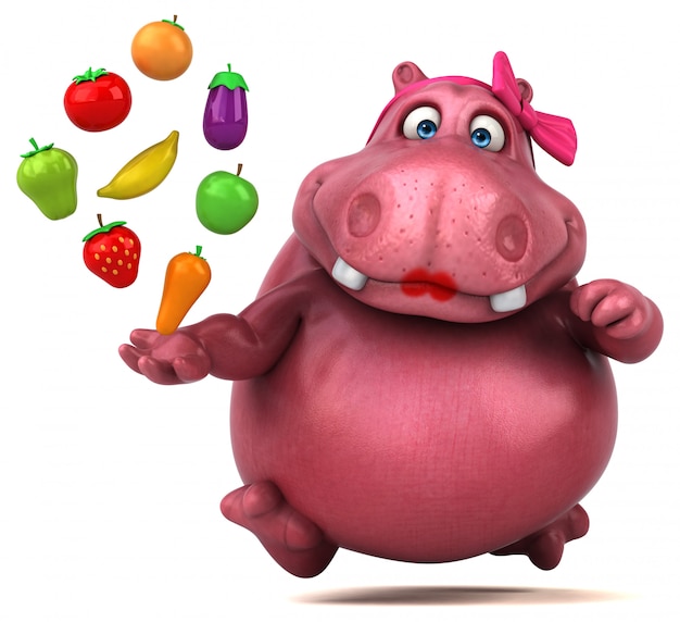 Różowy hipopotam - ilustracja 3D