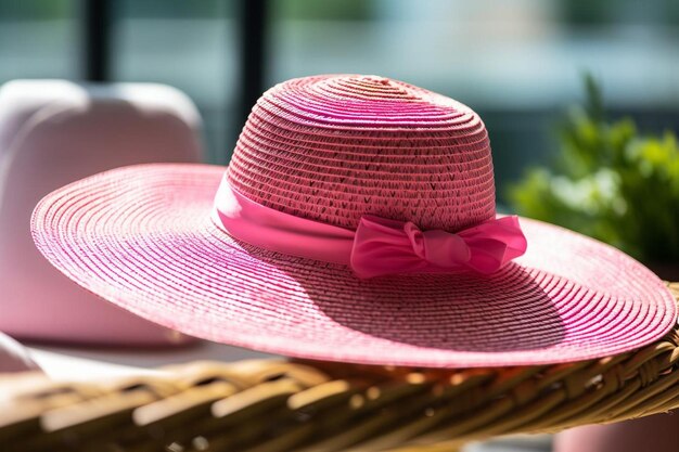 Różowy kapelusz przeciwsłoneczny w letnich klimatach