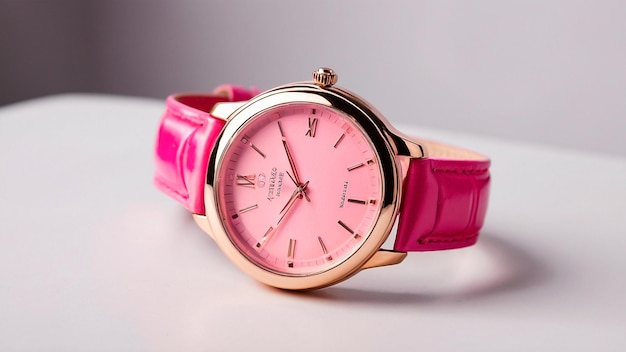 Różowy kobiecy zegarek odizolowany