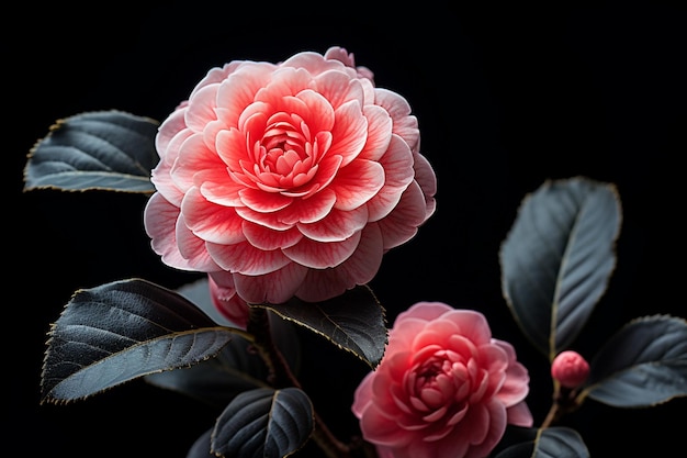 różowy kwiat na czarnym tle
