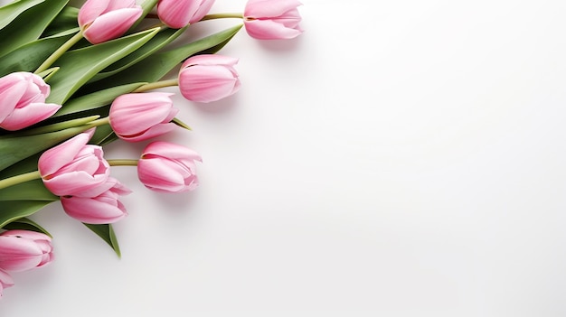 Różowy kwiat tulipana pusta przestrzeń do kopiowania tekstu i wzoru tła kwiatowego