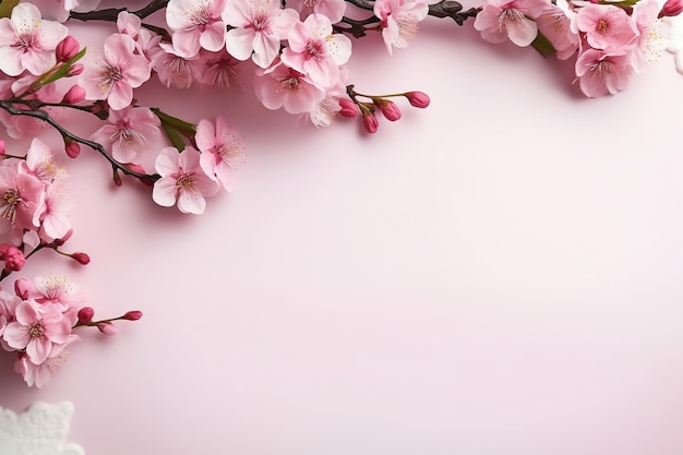 Różowy kwiat w wazonie na różowej podłodze kwiaty wiśni w stylu minimalistycznego tła, użycie papieru