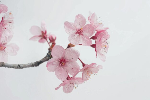 Różowy kwiat wiśni sakura na białym Różowy kwiat wiśnie sakura na białym