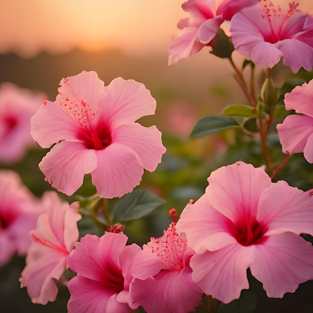 różowy kwiat z słowem hibiskus