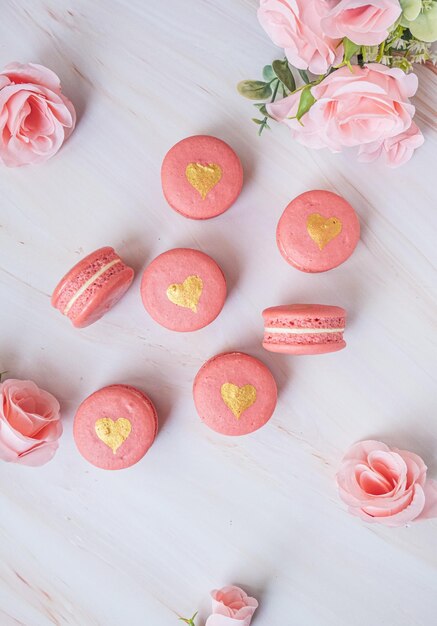 Zdjęcie różowy macaron na walentynki