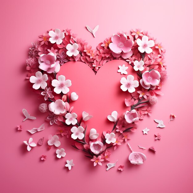 Zdjęcie różowy obraz tła z czerwonymi sercami na święto walentynek