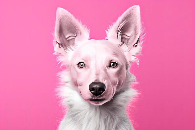 Różowy pies na różowym tle
