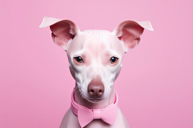 Różowy pies na różowym tle