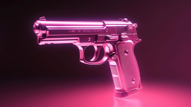 Różowy pistolet z napisem pistolet