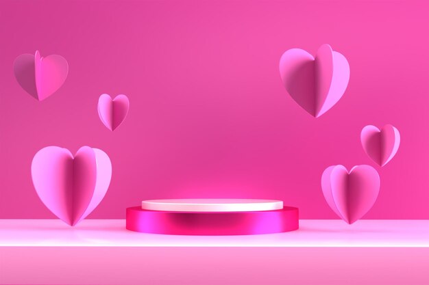 Różowy render 3D Podium na walentynkową wyprzedaż