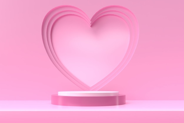 Różowy render 3D Podium na walentynkową wyprzedaż