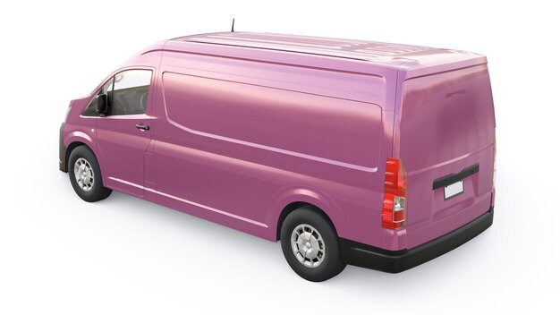 Różowy samochód dostawczy do transportu małych ładunków w mieście na białym tle Puste nadwozie do projektowania ilustracja 3d