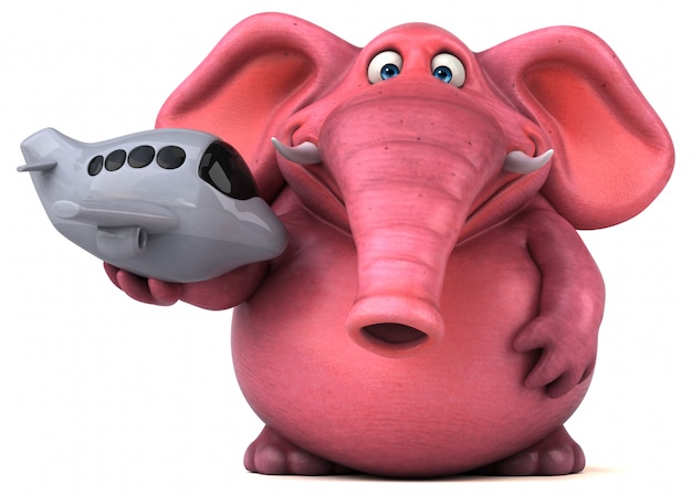 Różowy słoń - 3D ilustracja
