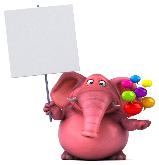 Różowy słoń - ilustracja 3D