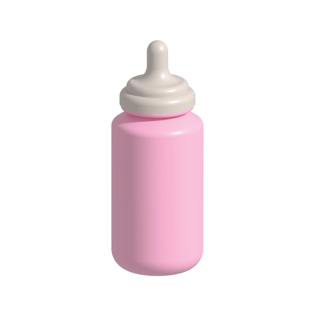 różowy sutek butelki dziecko ilustracja 3d na białym tle