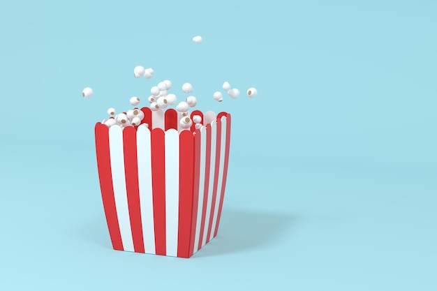 Rozproszone słodkie jedzenie popcorn renderowania 3d