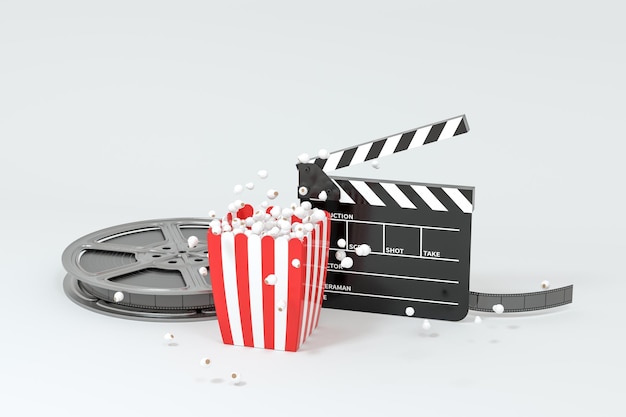 Rozproszone słodkie jedzenie popcorn renderowania 3d