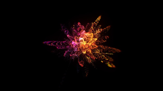 Rozpryski cząstek Abstrakcyjne tło Eksplozja świecących cząstek neonowych