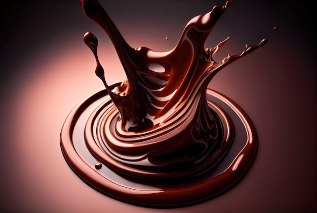 Rozpryskiwanie ciemnej czekolady Koncepcja jedzenia i gotowania Generatywna sztuczna inteligencja