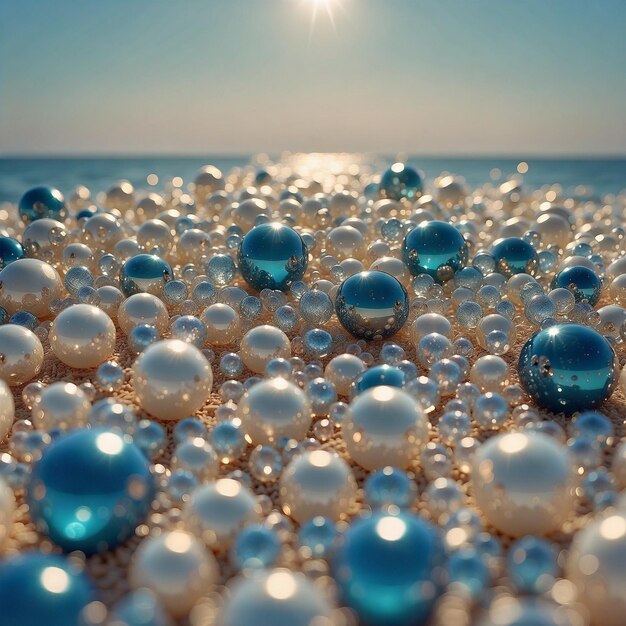 Zdjęcie rozrzuć perły wszędzie w naturalnej stronie morza