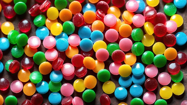 Zdjęcie rozrzucone kolorowe cukierki