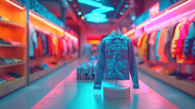 Rozszerzona rzeczywistość sklepów odzieżowych z wirtualnym tryonem i poradami mody stałe tło kolorowe 4k ultra hd