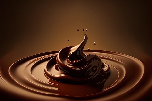Roztopiona czekolada na ciemno brązowym tle